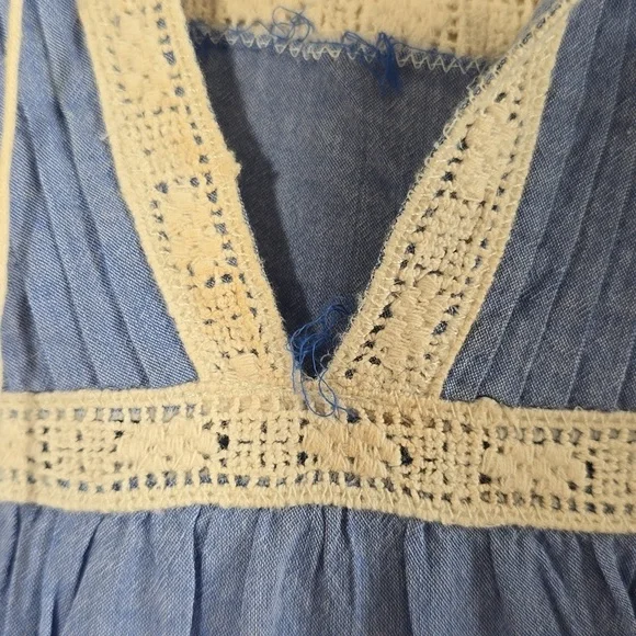 Blue Lace Trim Blouse - Picture 3 of 8